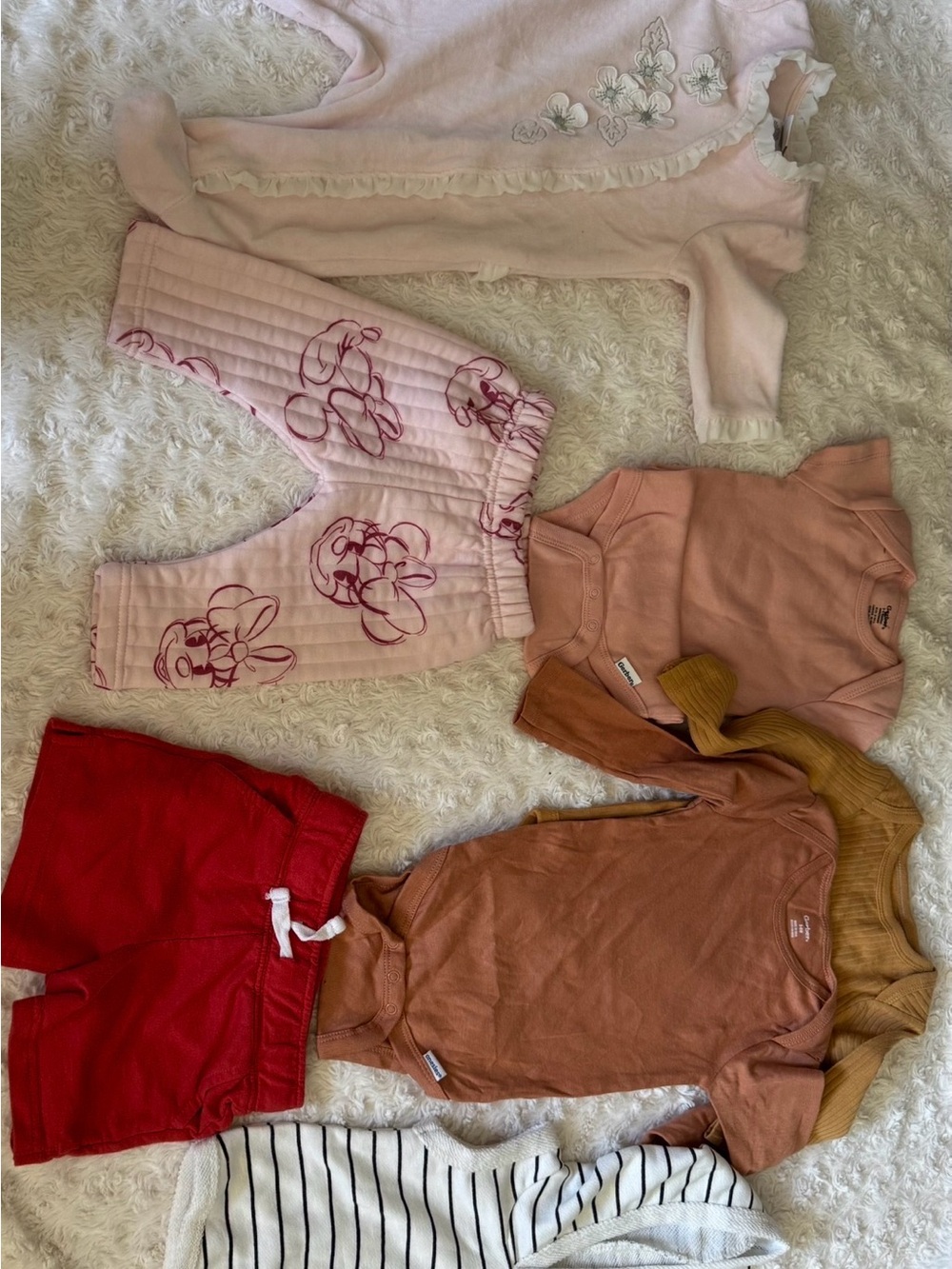 Gerber Pink, Red, Peach & Mustard Baby Clothing Lot
